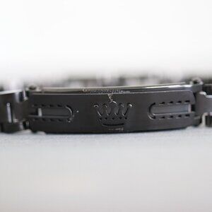 Crown Bar Style Watch Band Bracelet Chain Black Stainless Steel High Quality